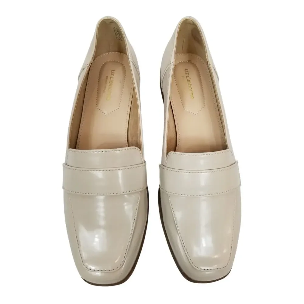 Liz Claiborne Jansey Cream Vegan Faux Leather Loafers Women's Size 7